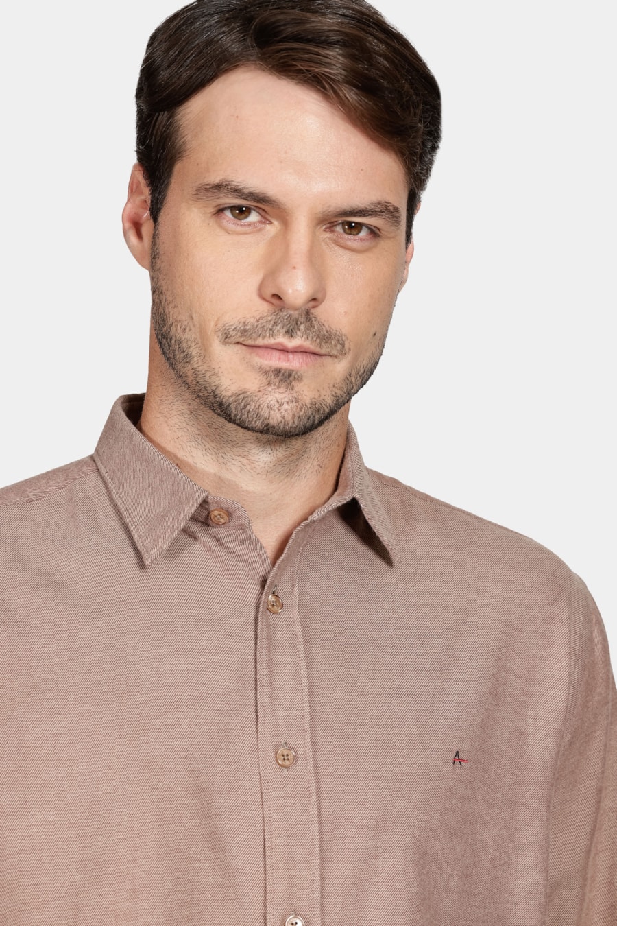 Camisa Manga Longa Regular Flannel Twill Cáqui — foto 3 de 6