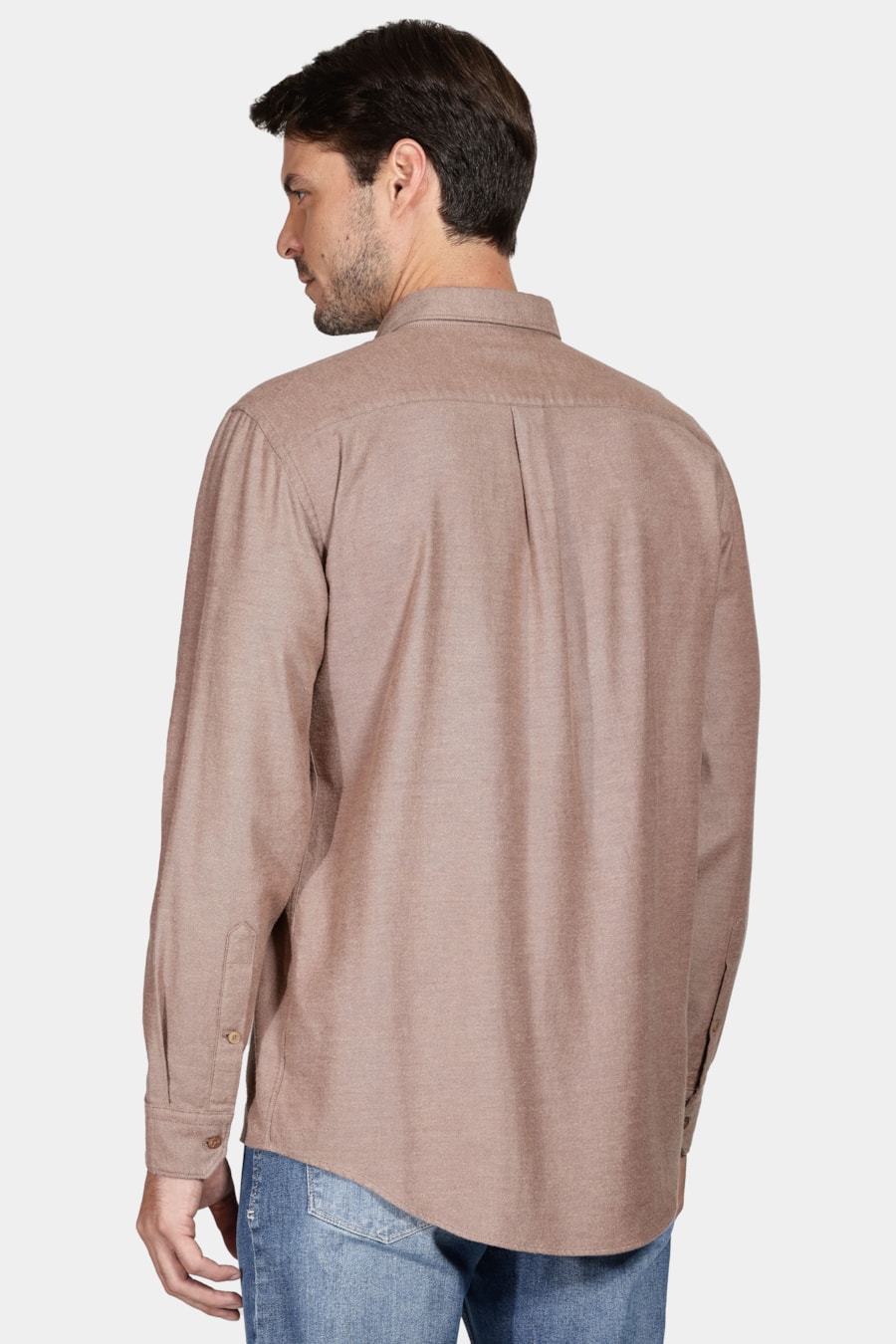 Camisa Manga Longa Regular Flannel Twill Cáqui — foto 4 de 6