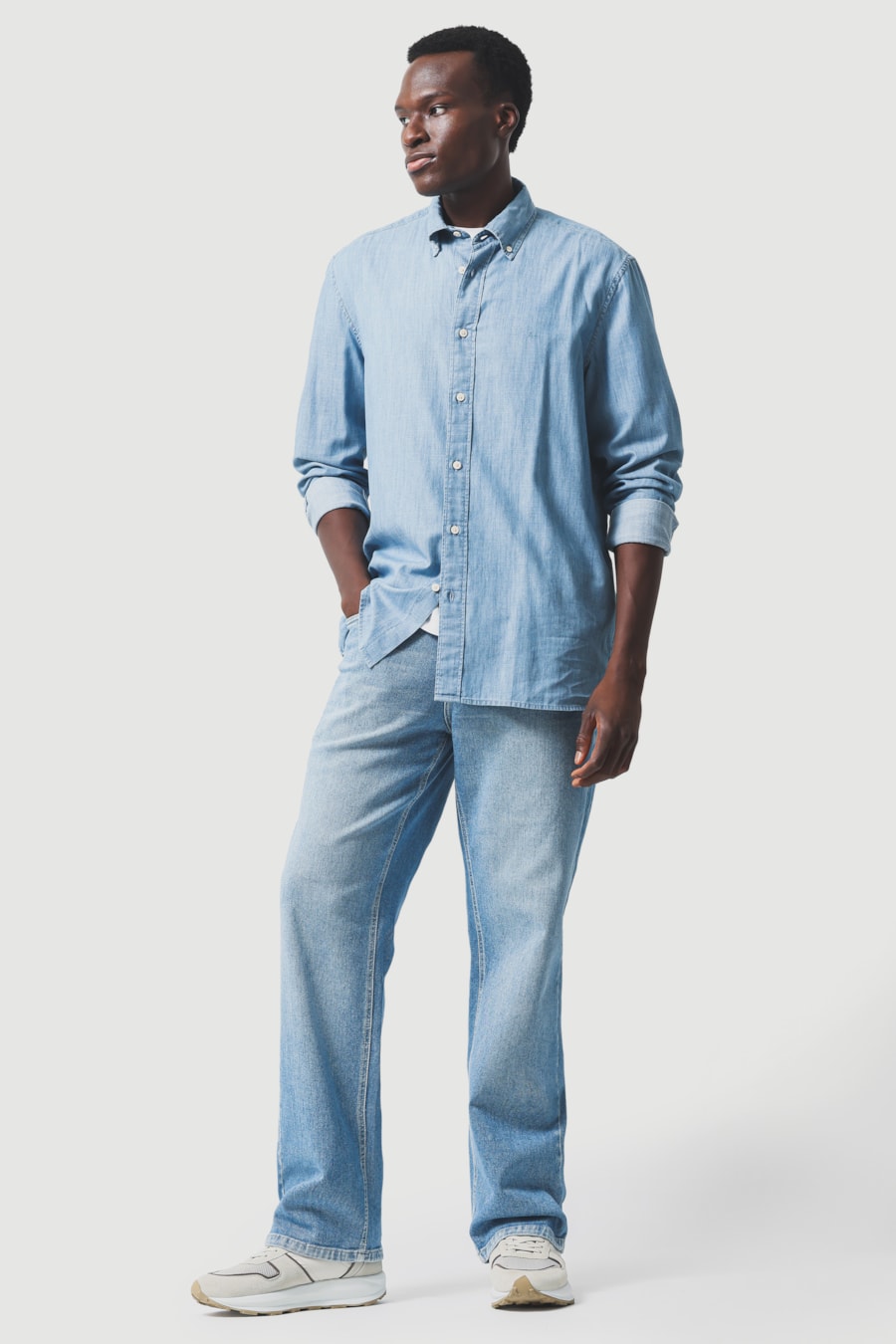 Camisa Manga Longa Regular Jeans Button-Down Azul Jeans — foto 2 de 7