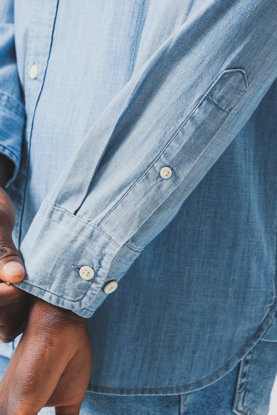 Camisa Manga Longa Regular Jeans Button-Down Azul Jeans — foto 4 de 7