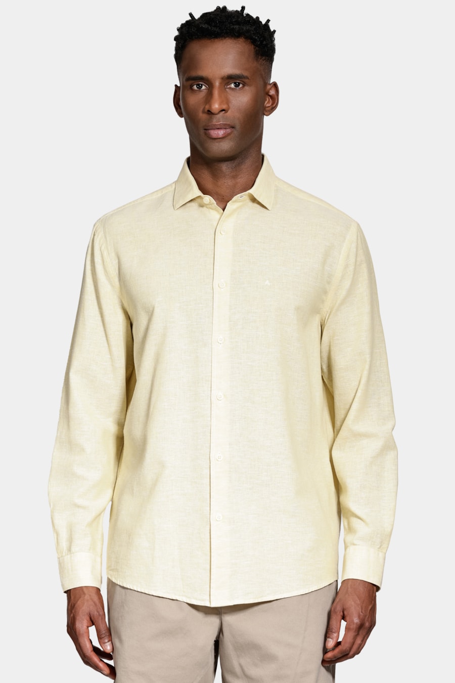 Camisa Manga Longa Regular Linho Algodão Surat Amarelo — foto 1 de 6
