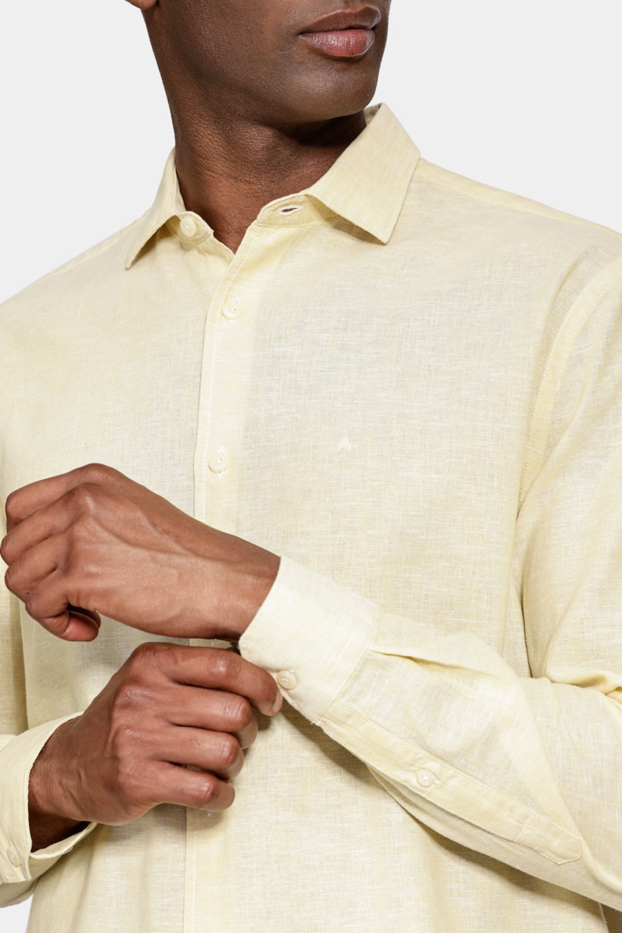 Camisa Manga Longa Regular Linho Algodão Surat Amarelo — foto 3 de 6