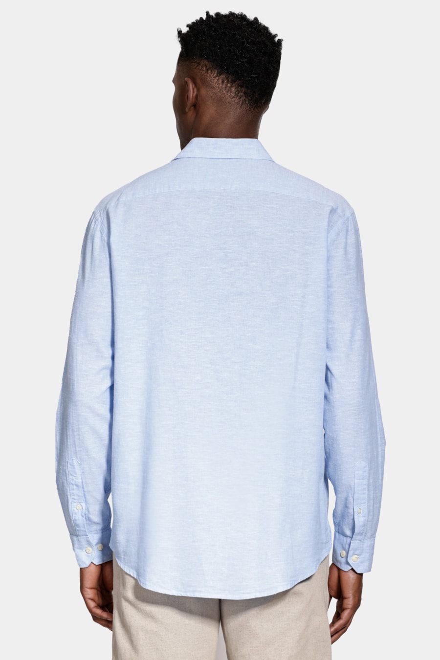 Camisa Manga Longa Regular Linho Algodão Surat Azul — foto 4 de 7