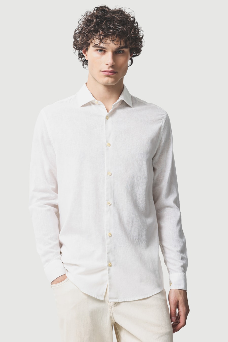 Camisa Manga Longa Regular Linho Algodão Surat Branco — foto 1 de 6
