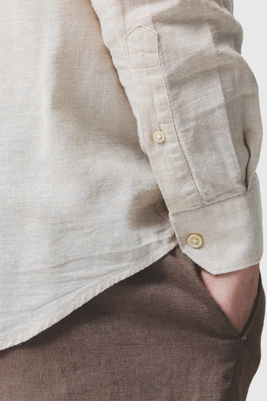 Camisa Manga Longa Regular Linho Algodão Surat Caqui — foto 3 de 6