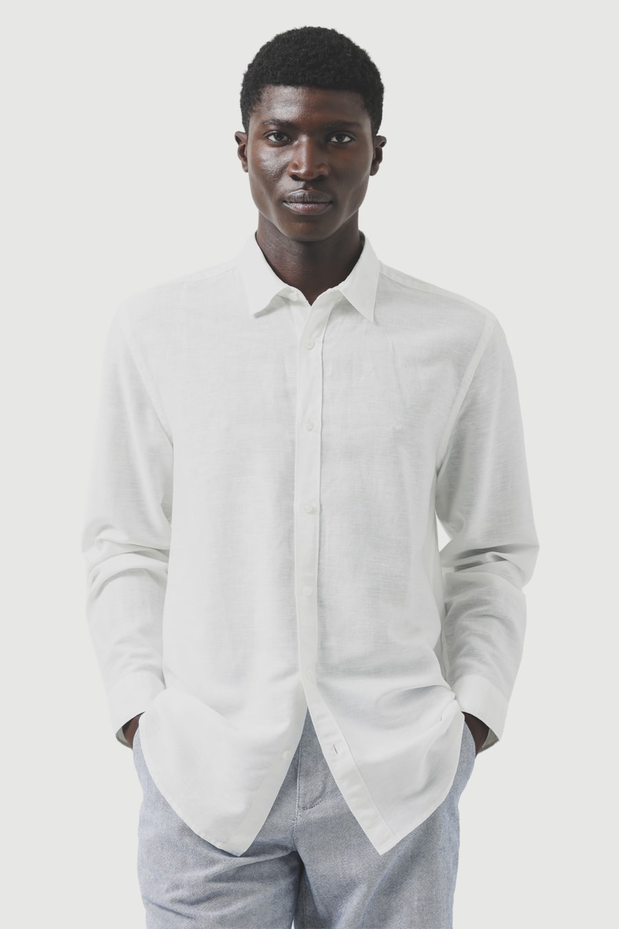Camisa Manga Longa Regular Linho Branco — foto 1 de 7
