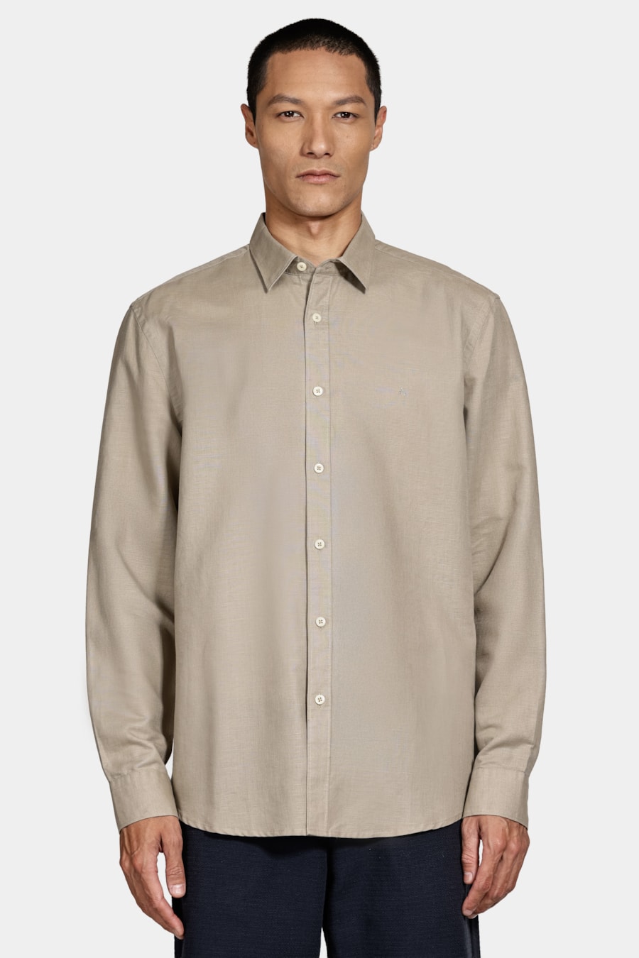 Camisa Manga Longa Regular Linho Caqui — foto 1 de 6