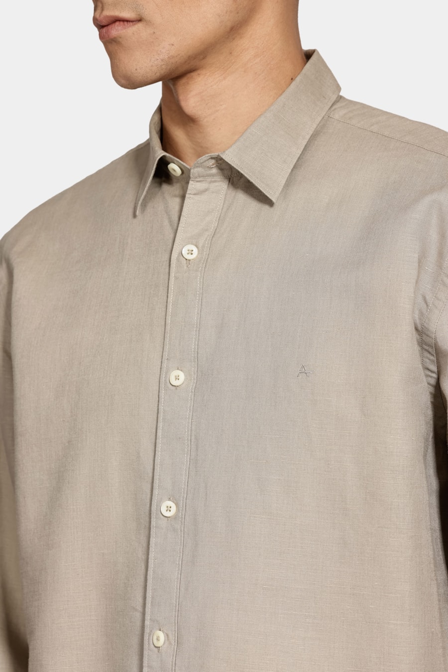 Camisa Manga Longa Regular Linho Caqui — foto 3 de 6