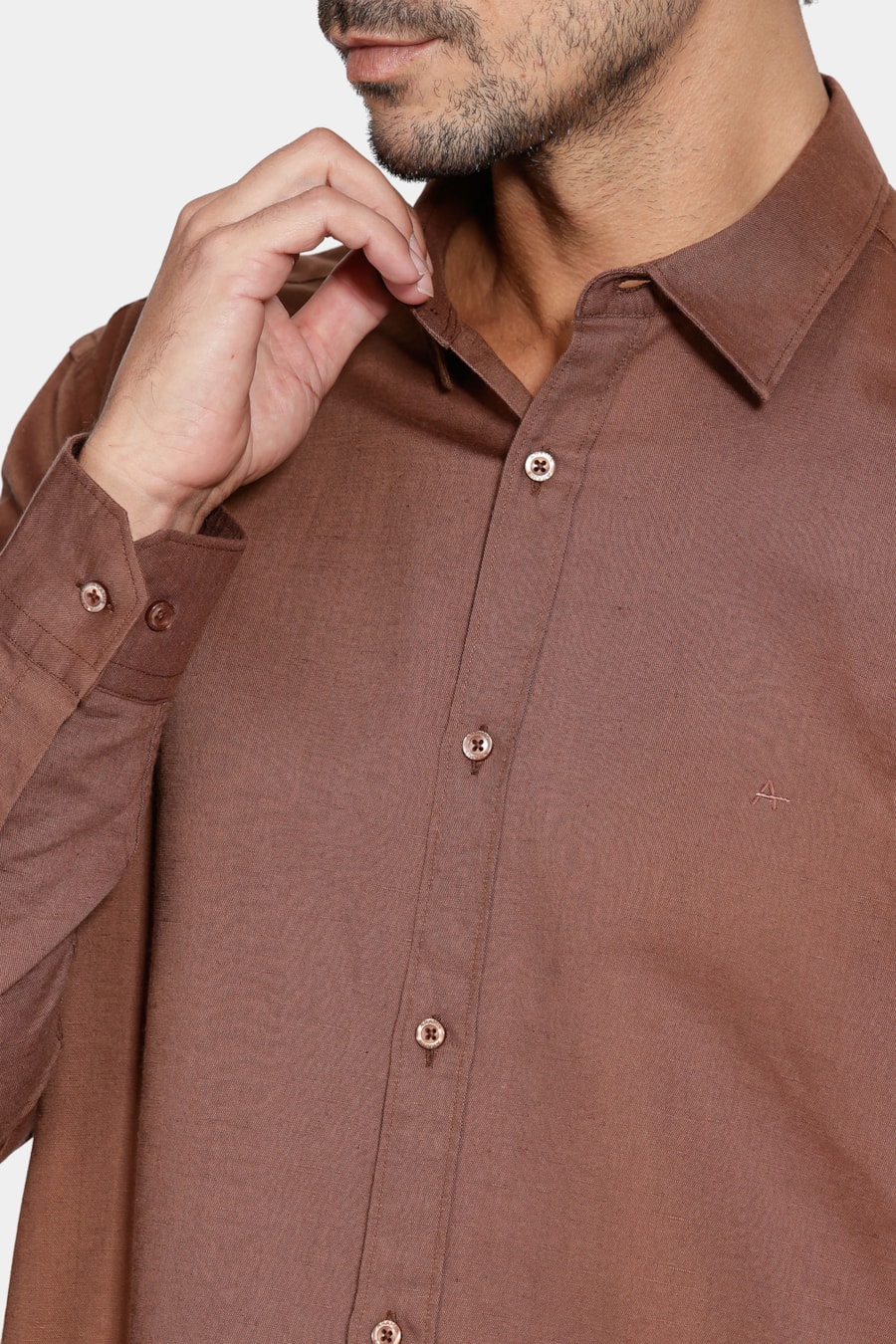 Camisa Manga Longa Regular Linho Conhaque — foto 3 de 6