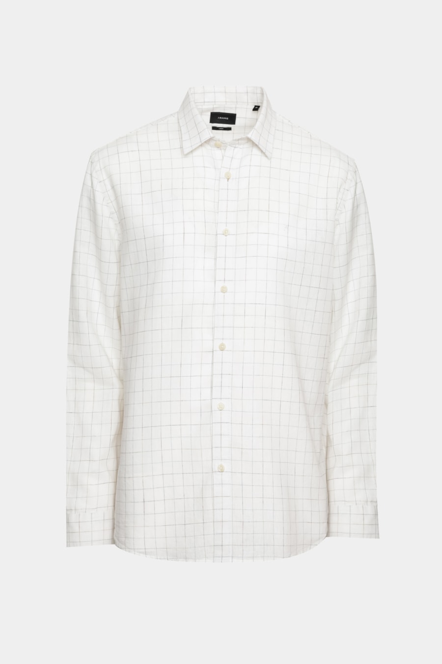 Camisa Manga Longa Regular Linho Jacquard Xadrez Branco C/Caqui — foto 5 de 7