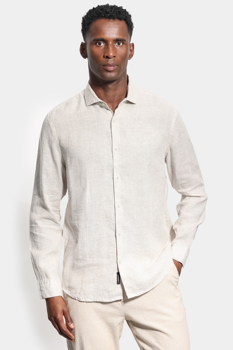 Camisa Manga Longa Regular Linho Malta Natural