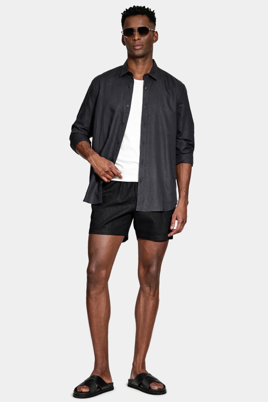 Camisa Manga Longa Regular Linho Preto — foto 2 de 6