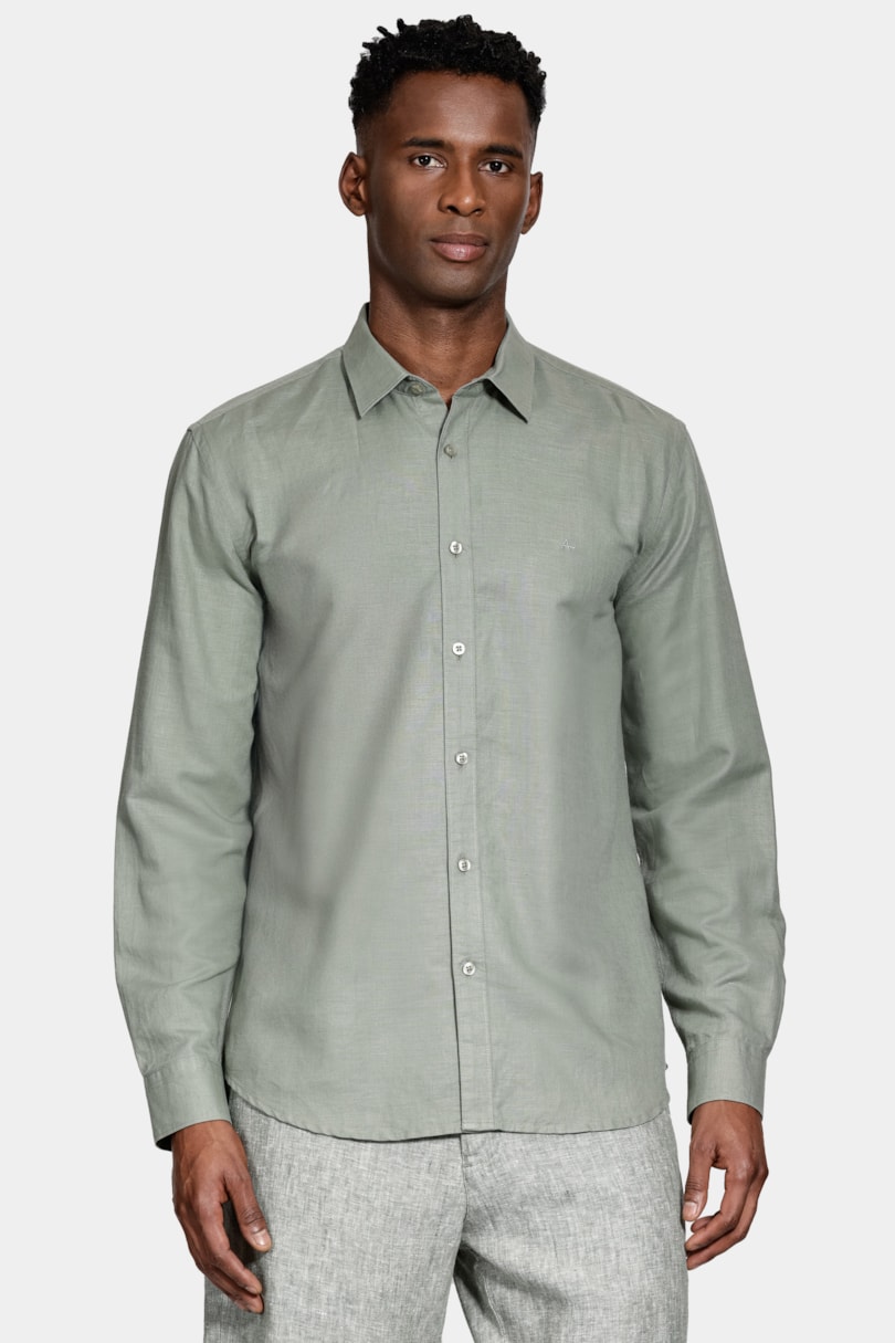 Camisa Manga Longa Regular Linho Verde