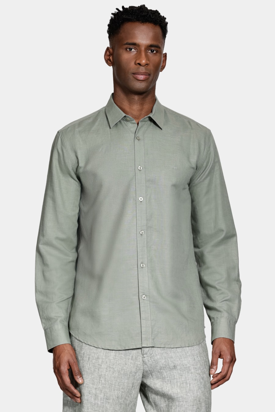 Camisa Manga Longa Regular Linho Verde — foto 1 de 6