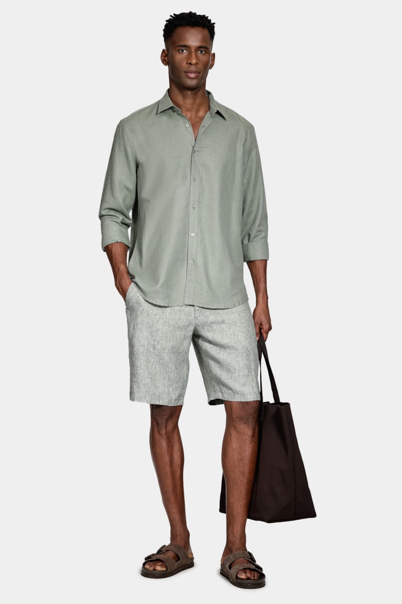 Camisa Manga Longa Regular Linho Verde