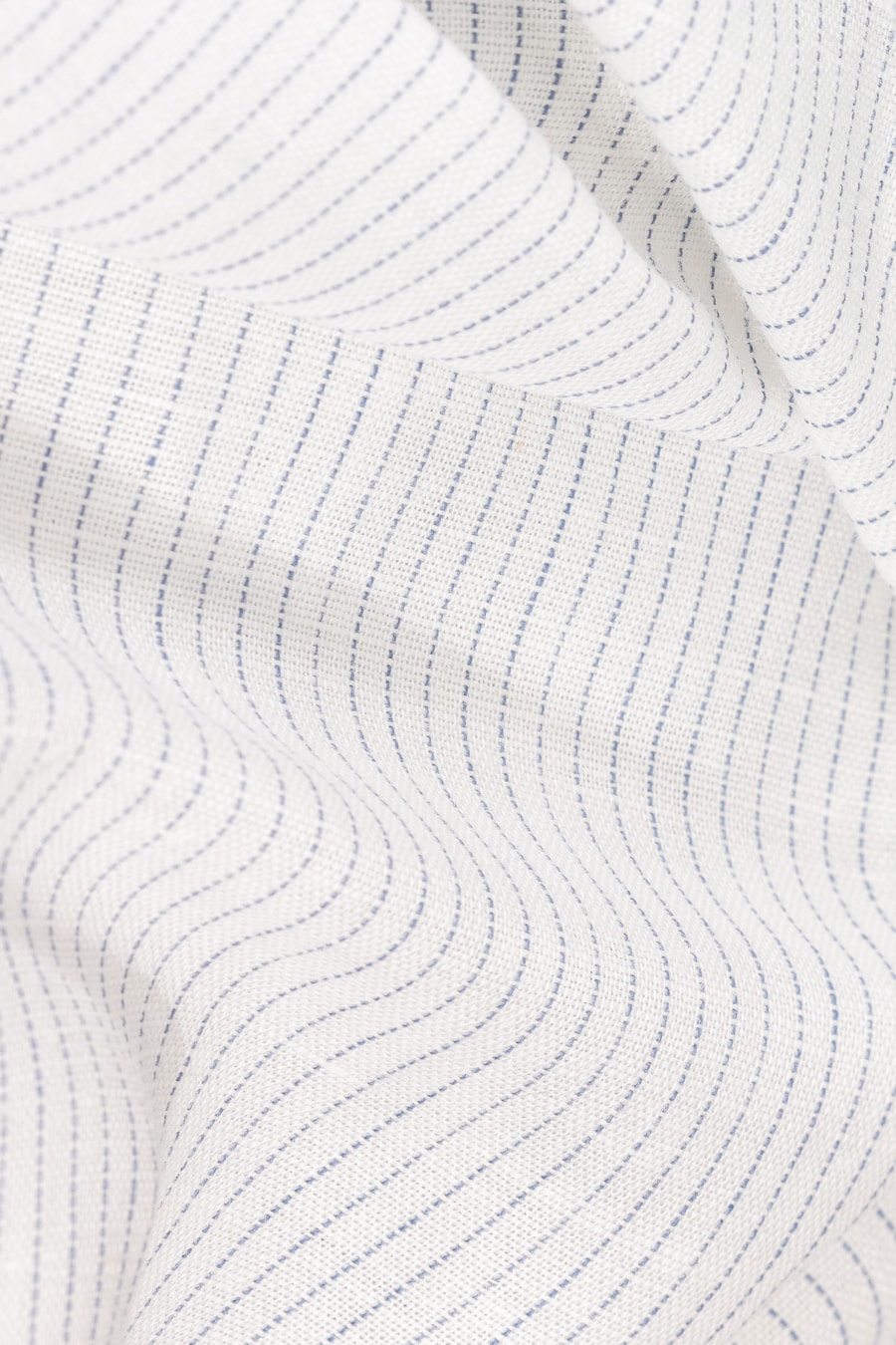 Camisa Manga Longa Regular Listrada Linho Algodão Branco Com Azul — foto 5 de 5