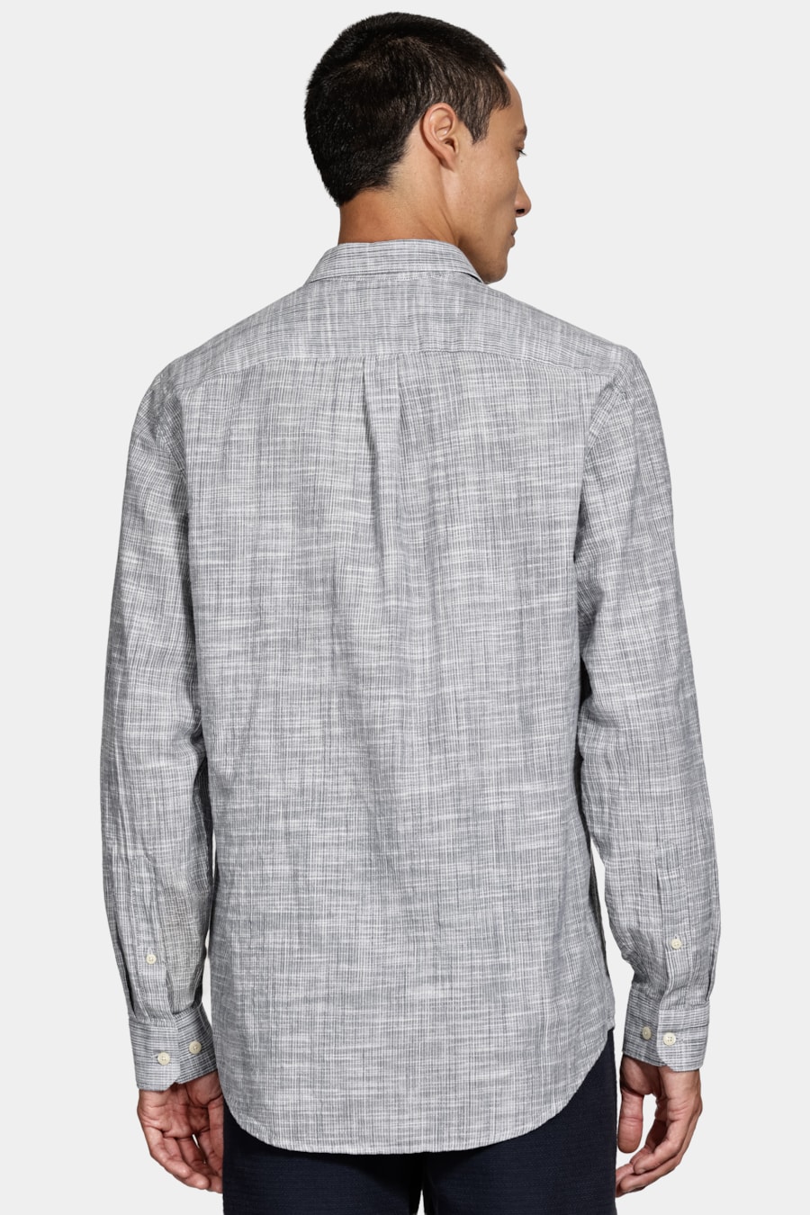 Camisa Manga Longa Regular Listrada Rústica Marinho/Branco — foto 4 de 6