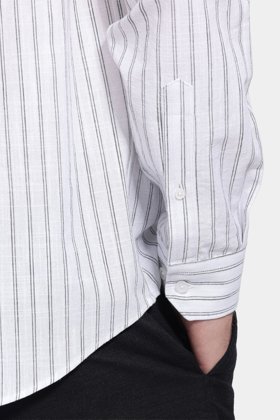Camisa Manga Longa Regular Los Angeles Listrado Branco — foto 3 de 6