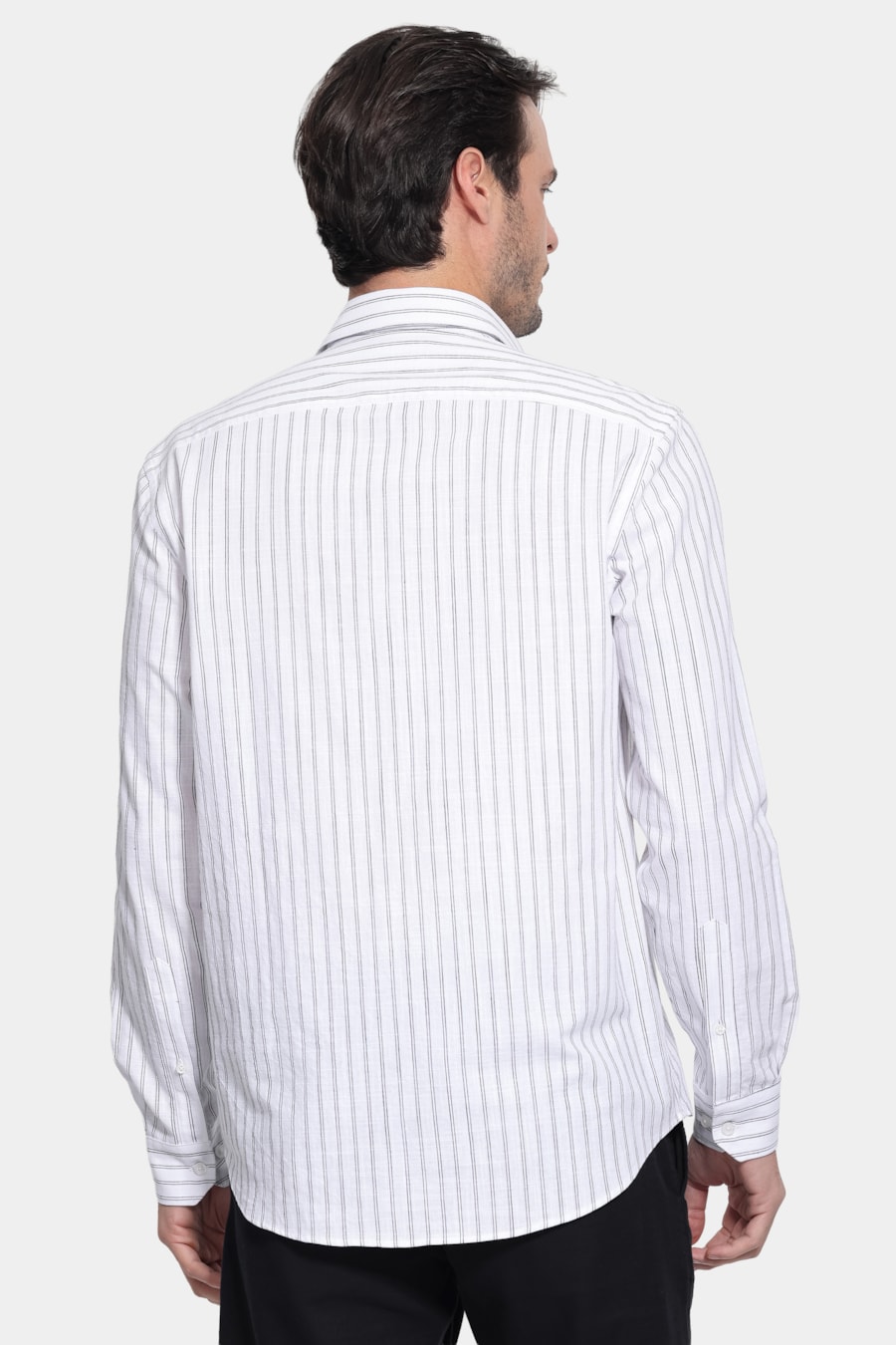 Camisa Manga Longa Regular Los Angeles Listrado Branco — foto 4 de 6