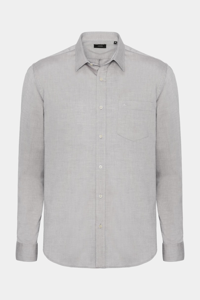 Camisa Manga Longa Regular Malha Algodão Pinpoint Areia