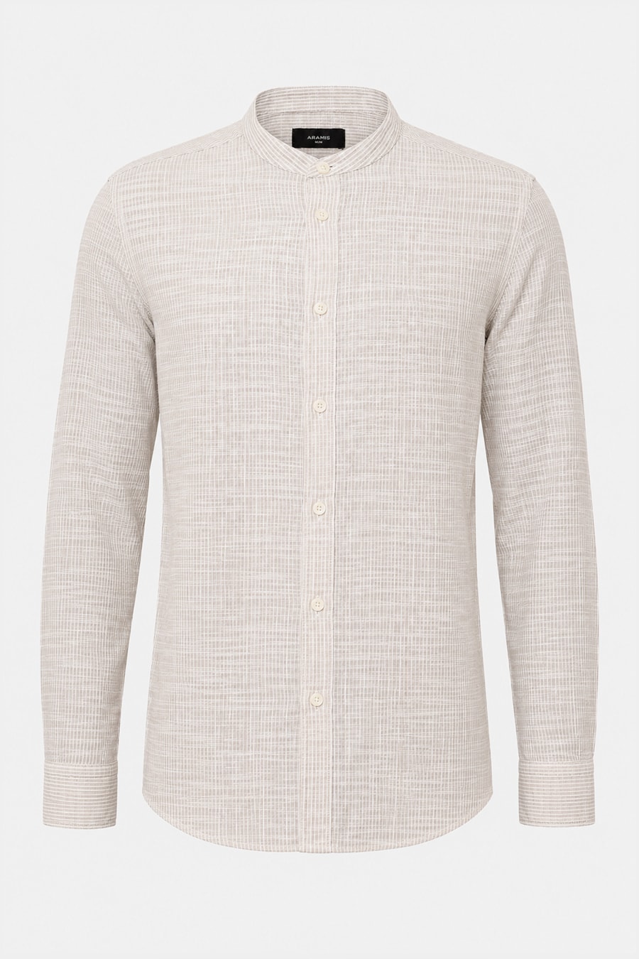 Camisa Manga Longa Regular Mandarin Flame Listrada Caqui / Branco — foto 5 de 6