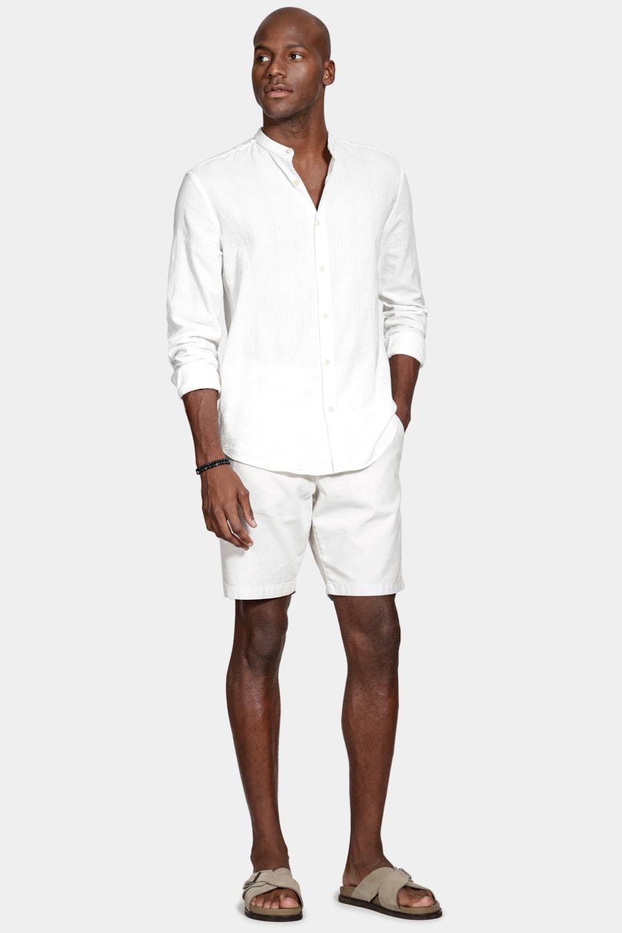 Camisa Manga Longa Regular Maquinetada Listrada Off White — foto 2 de 6
