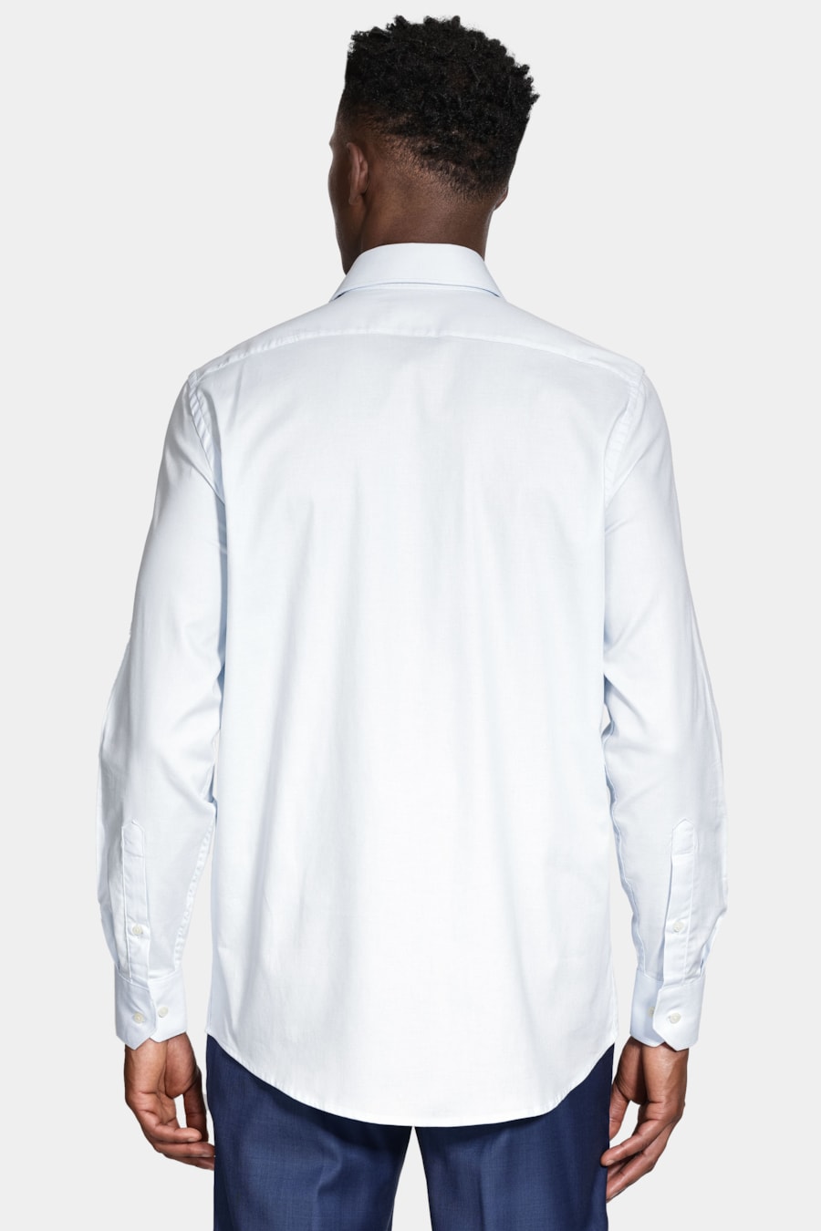 Camisa Manga Longa Regular Maquinetada Stretch Azul Claro — foto 4 de 8