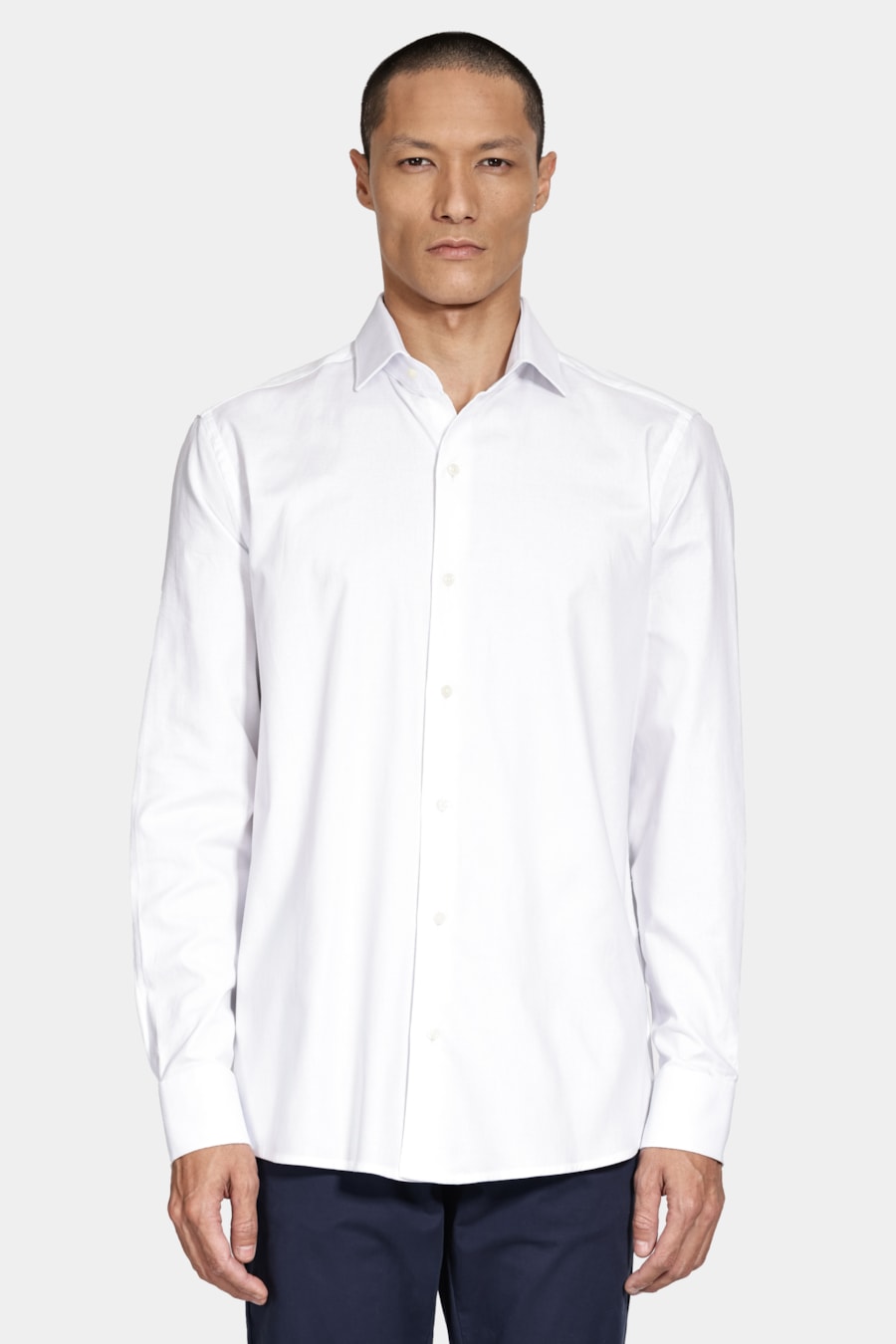 Camisa Manga Longa Regular Maquinetada Stretch Branco — foto 1 de 7