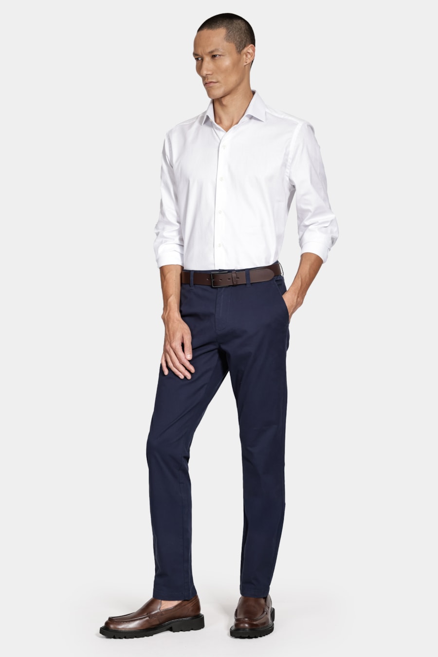 Camisa Manga Longa Regular Maquinetada Stretch Branco — foto 2 de 7