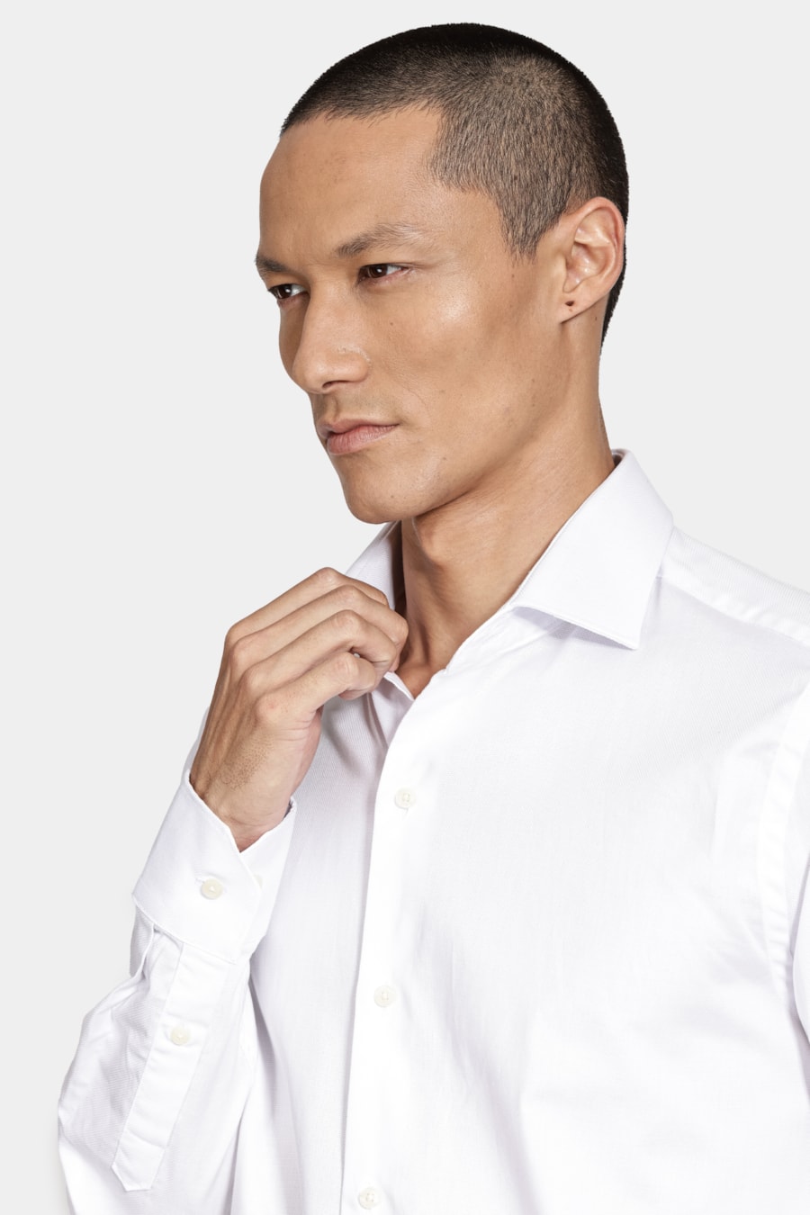 Camisa Manga Longa Regular Maquinetada Stretch Branco — foto 3 de 7