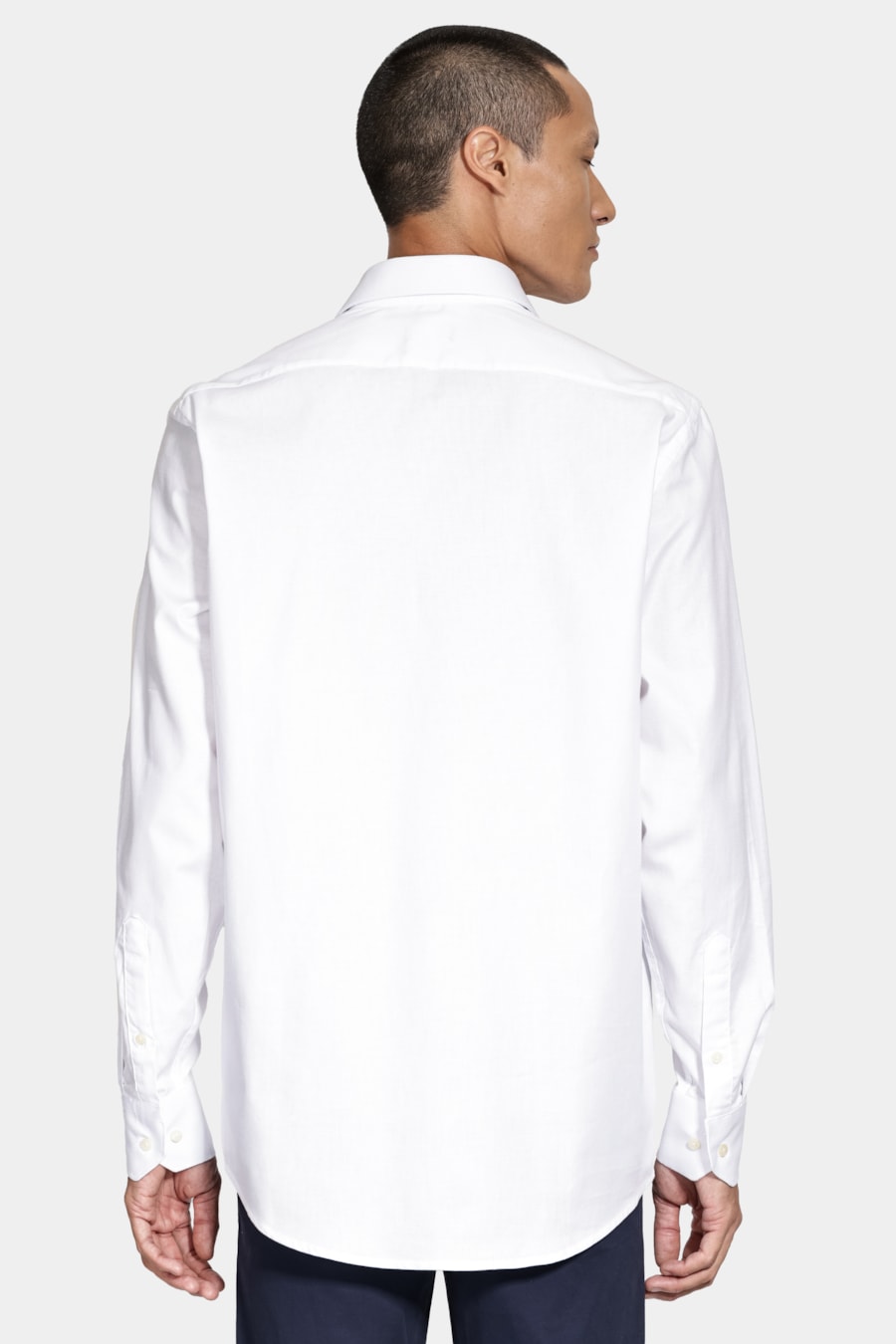 Camisa Manga Longa Regular Maquinetada Stretch Branco — foto 4 de 7