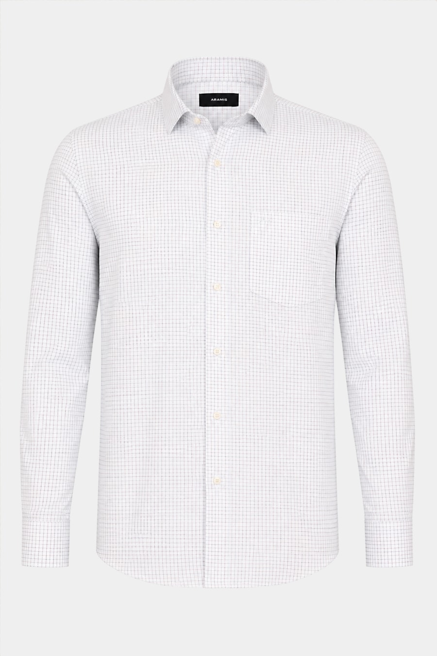 Camisa Manga Longa Regular Maquinetada Xadrez Branco C/Vermelho — foto 5 de 6