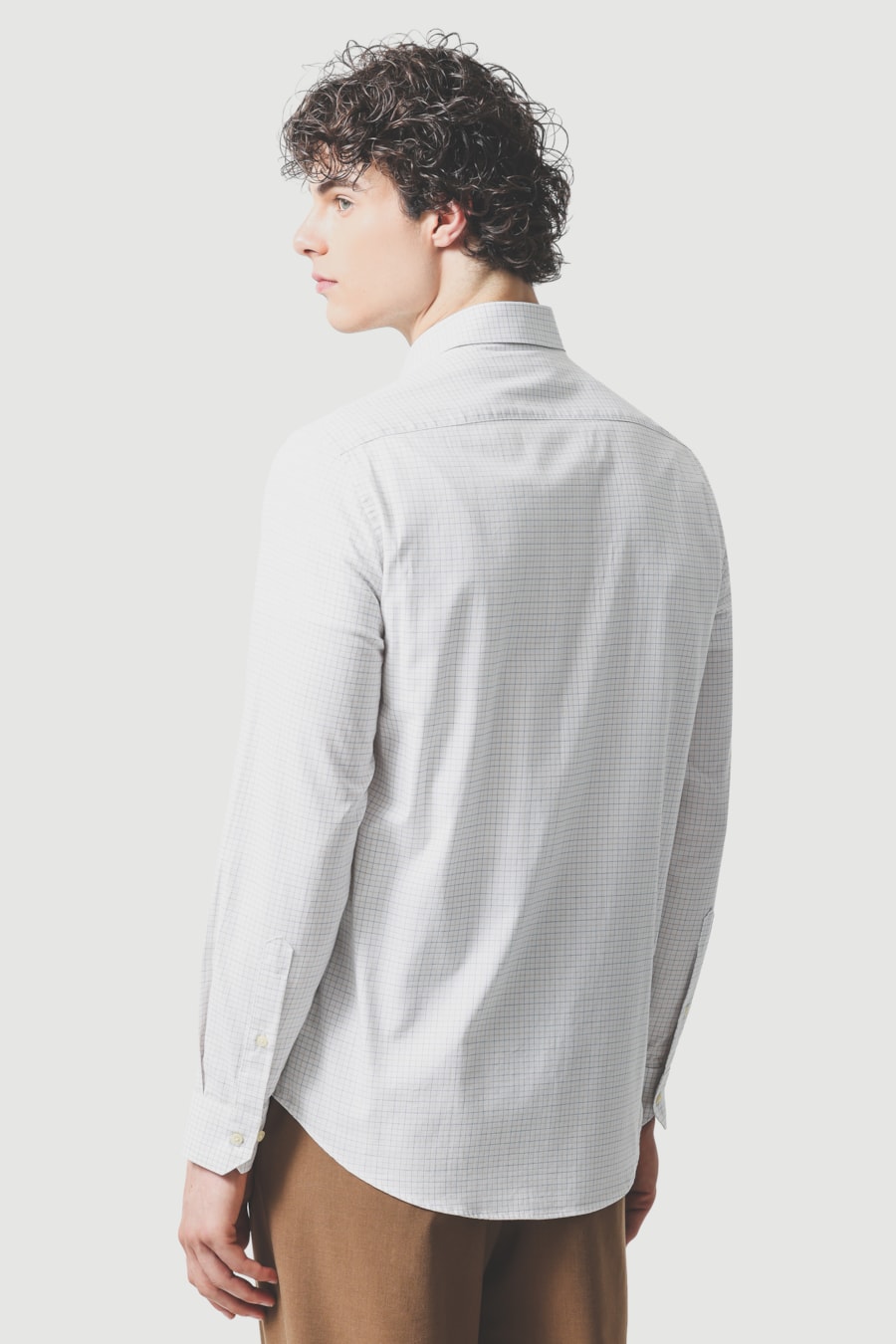 Camisa Manga Longa Regular Maquinetada Xadrez Branco Com Caramelo — foto 4 de 6