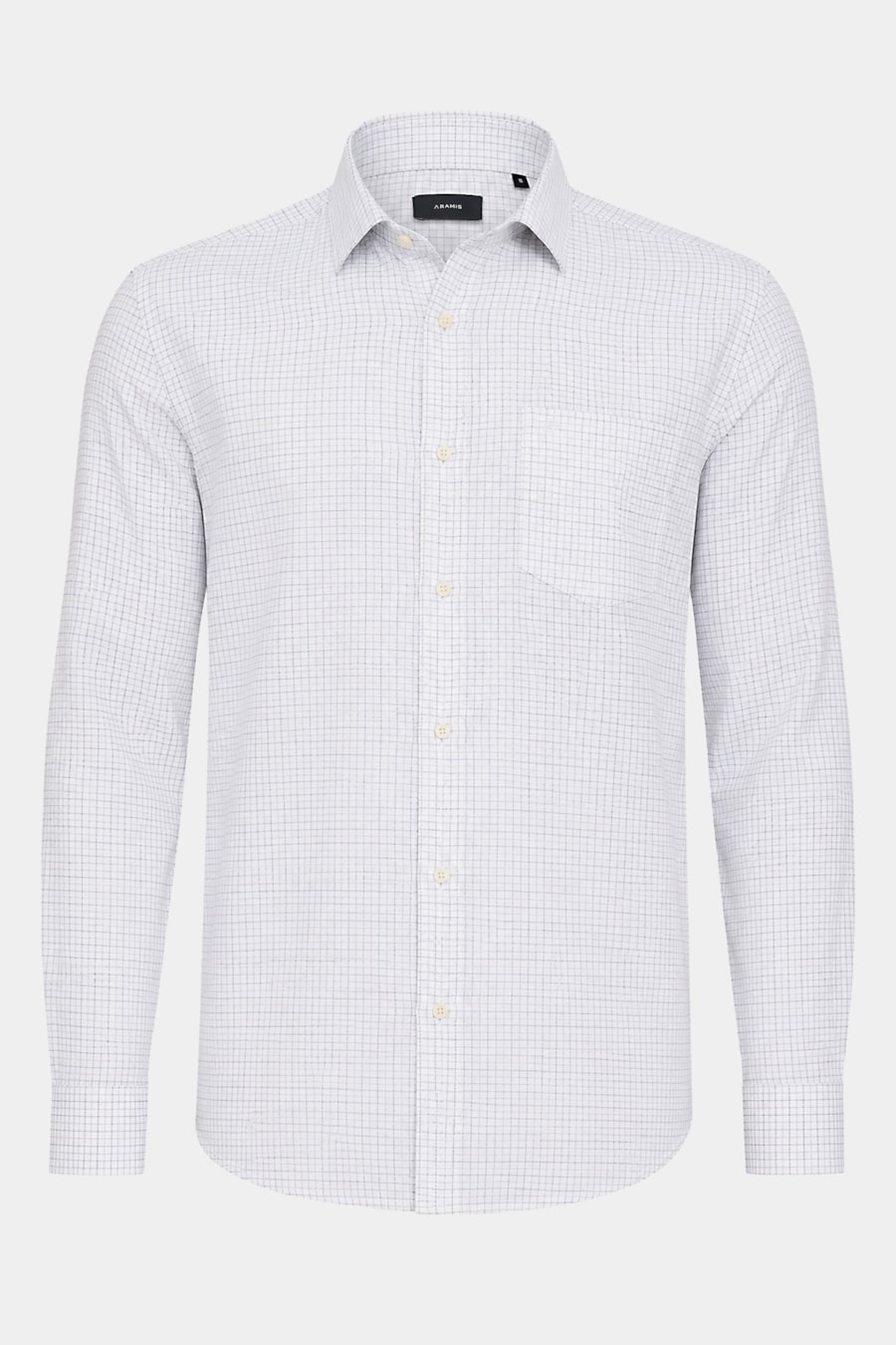 Camisa Manga Longa Regular Maquinetada Xadrez Branco Com Caramelo — foto 5 de 6
