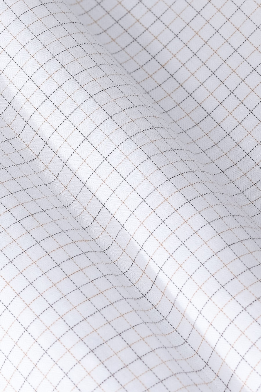 Camisa Manga Longa Regular Maquinetada Xadrez Branco Com Caramelo — foto 6 de 6