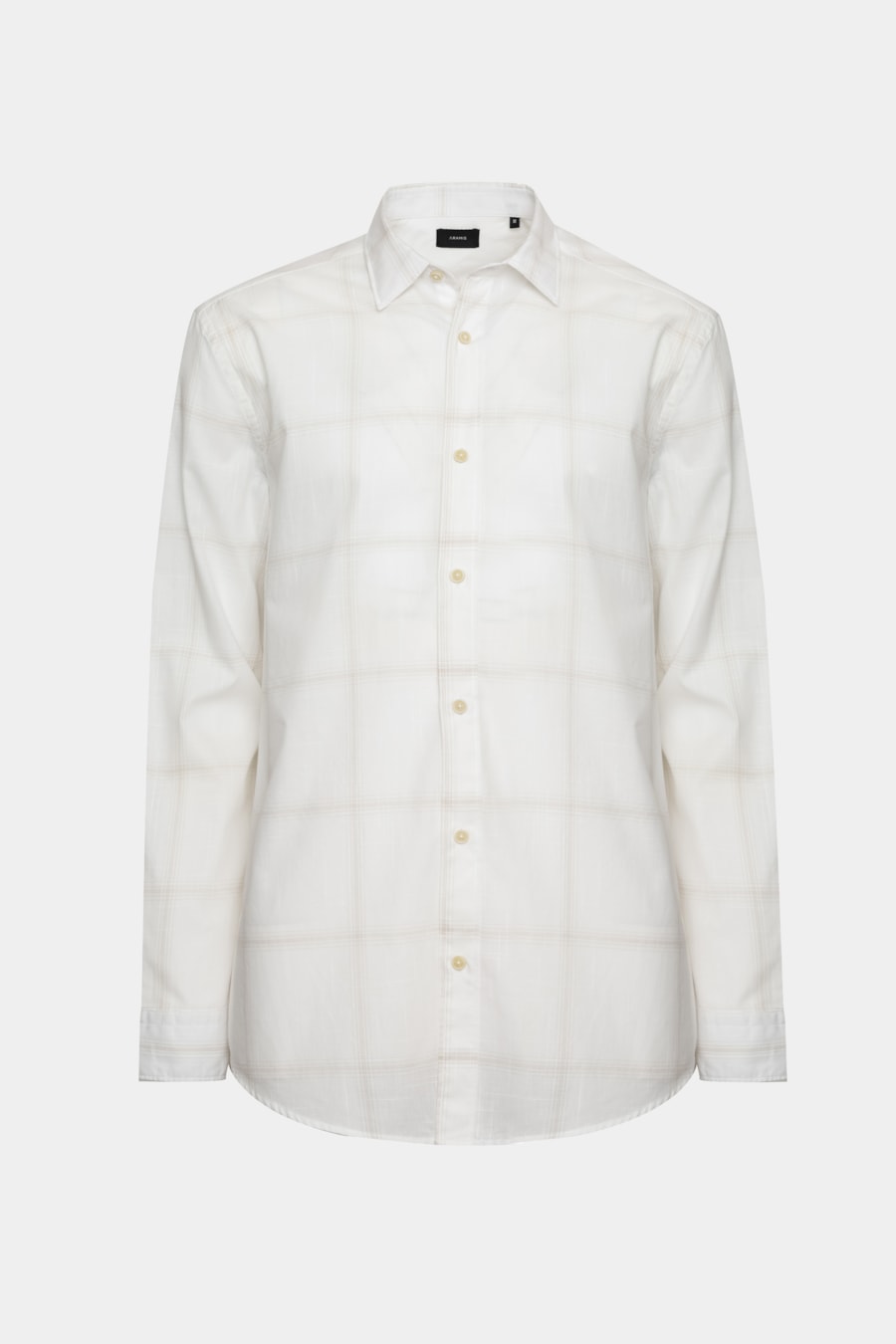 Camisa Manga Longa Regular Maxi Xadrez Branco C/Caqui — foto 5 de 6