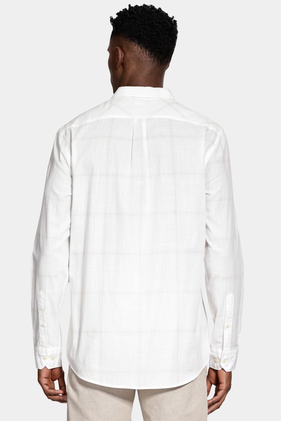 Camisa Manga Longa Regular Maxi Xadrez Branco C/Caqui — foto 4 de 6