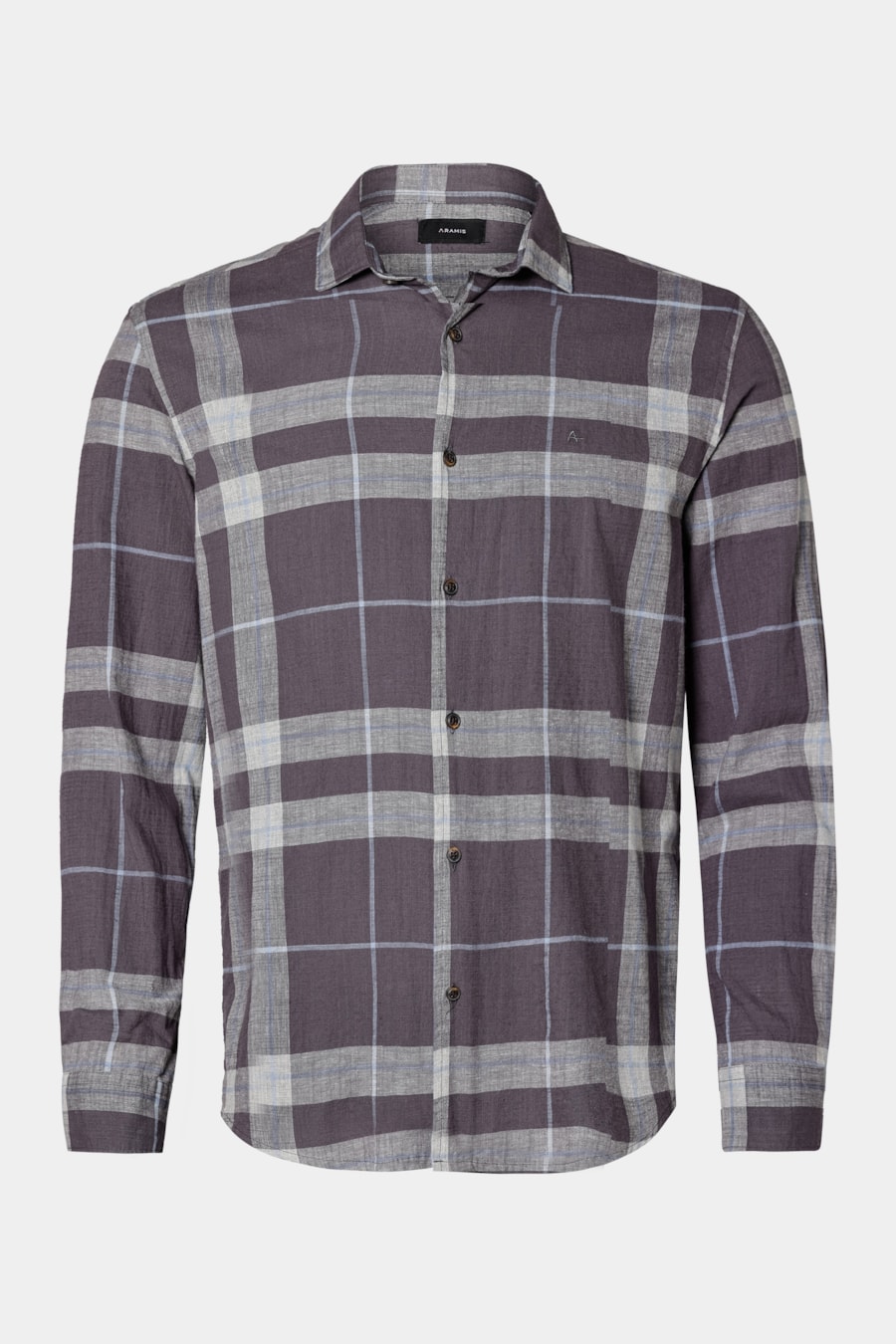 Camisa Manga Longa Regular Maxi Xadrez Mescla Cinza Mescla C/ Navy — foto 1 de 2