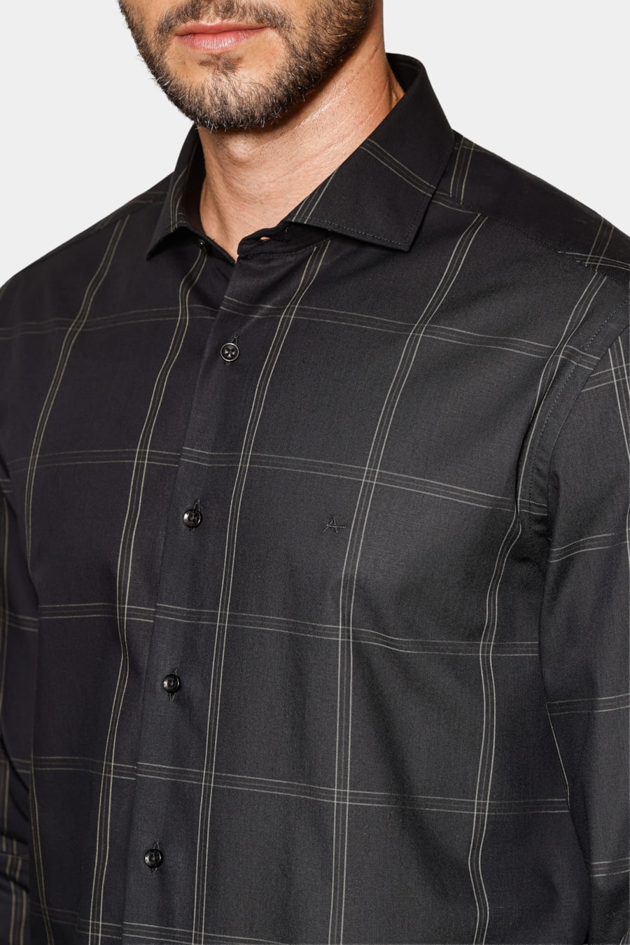 Camisa Manga Longa Regular Maxi Xadrez Preto C/Verde — foto 3 de 6