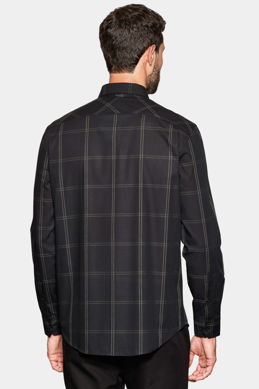 Camisa Manga Longa Regular Maxi Xadrez Preto C/Verde — foto 4 de 6