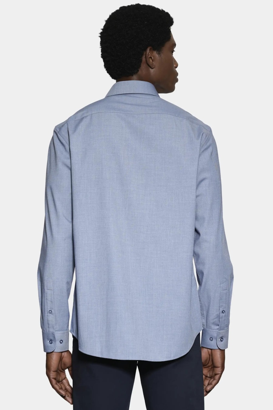 Camisa Manga Longa Regular Melange Antibactéria Azul — foto 4 de 7