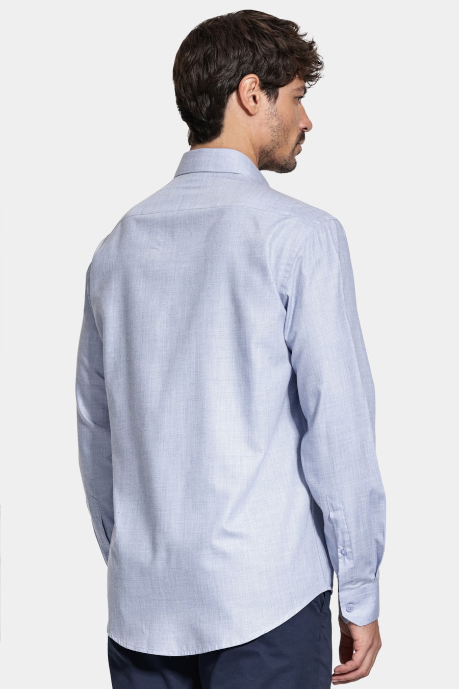 Camisa Manga Longa Regular Melange Azul Escuro — foto 4 de 6