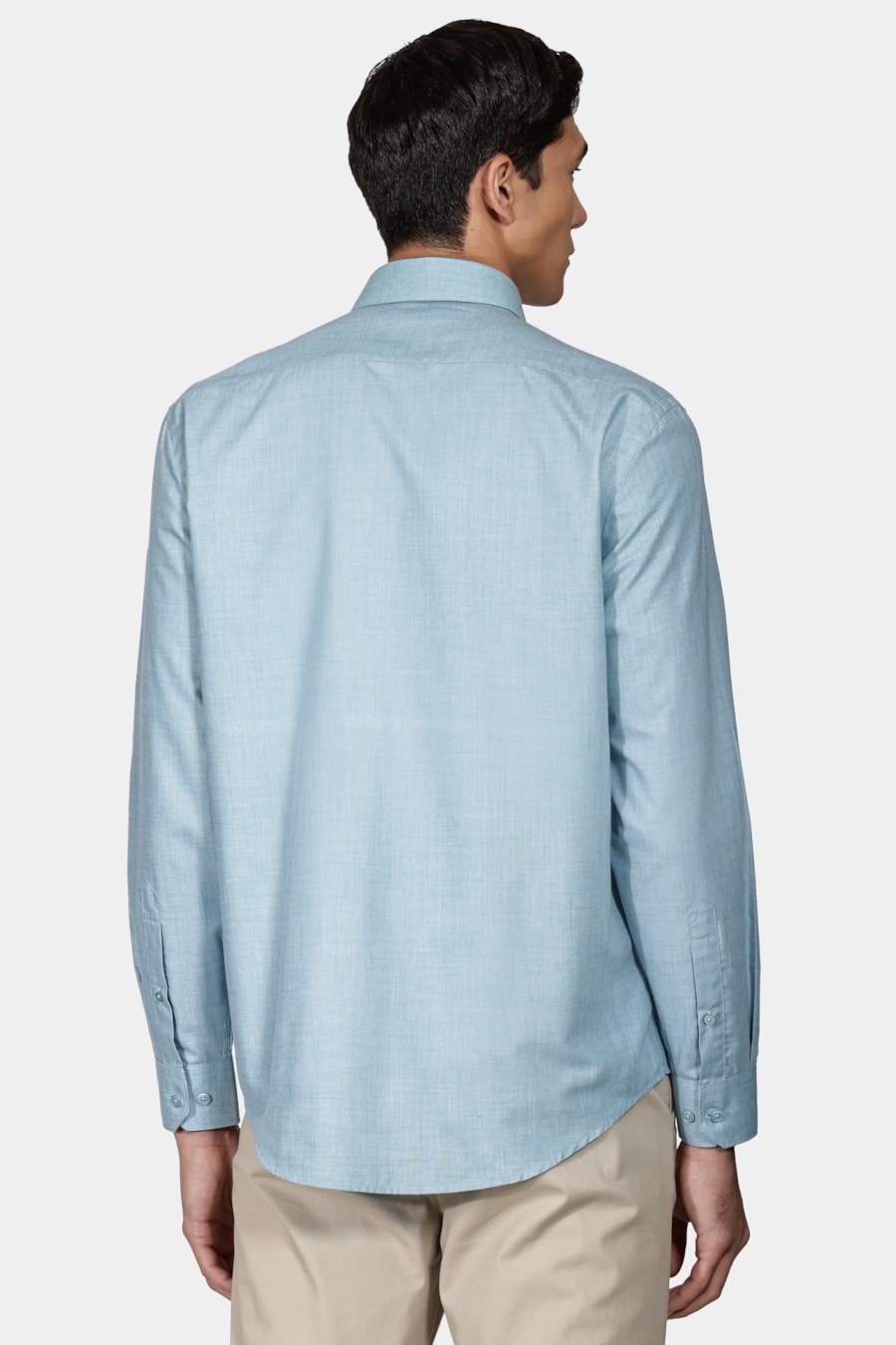 Camisa Manga Longa Regular Melange Azul Turquesa — foto 4 de 5