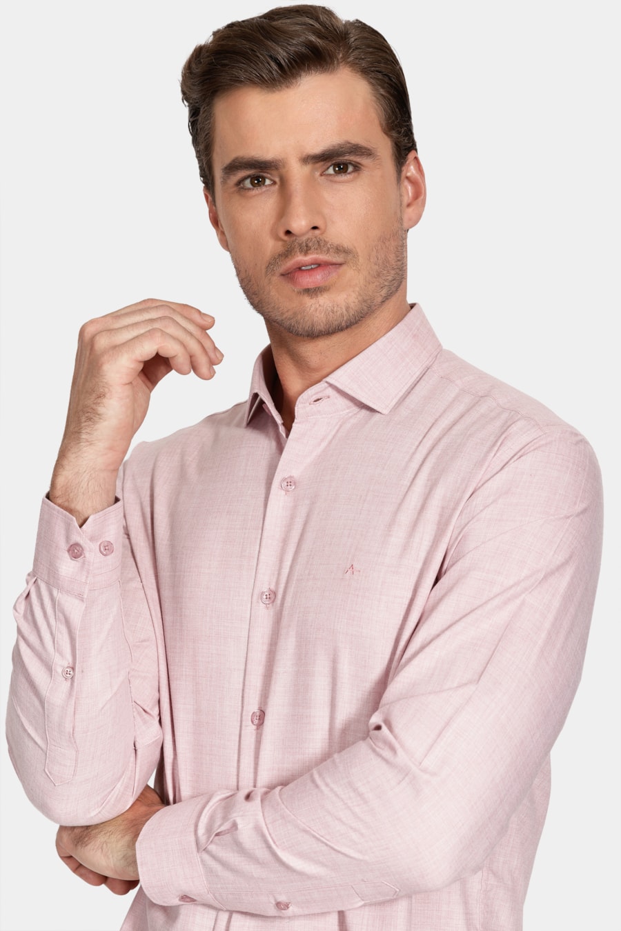 Camisa Manga Longa Regular Melange Ceramica — foto 3 de 6