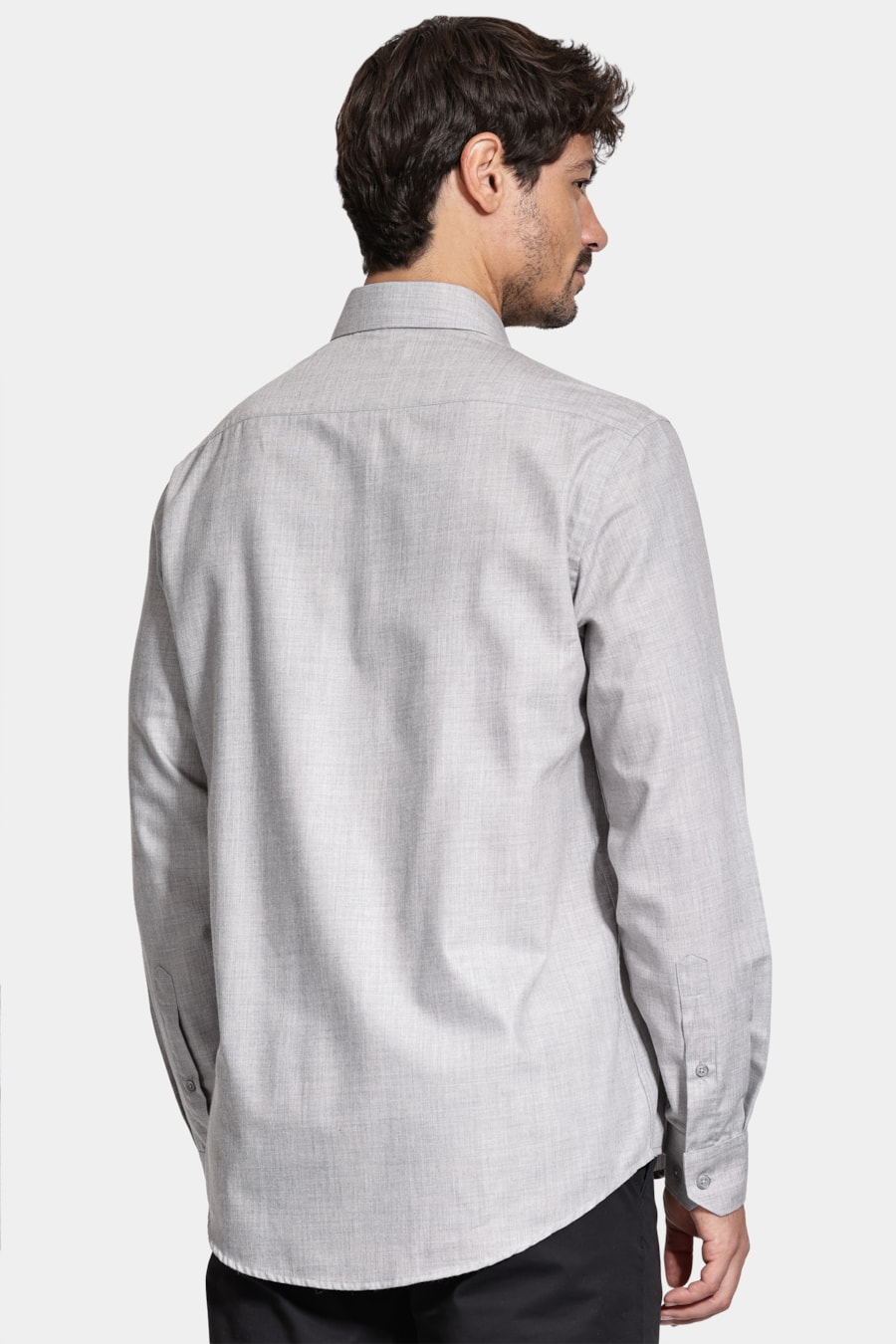 Camisa Manga Longa Regular Melange Cinza — foto 4 de 6