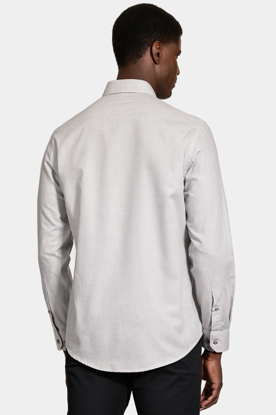 Camisa Manga Longa Regular Melange Cinza Claro — foto 4 de 6