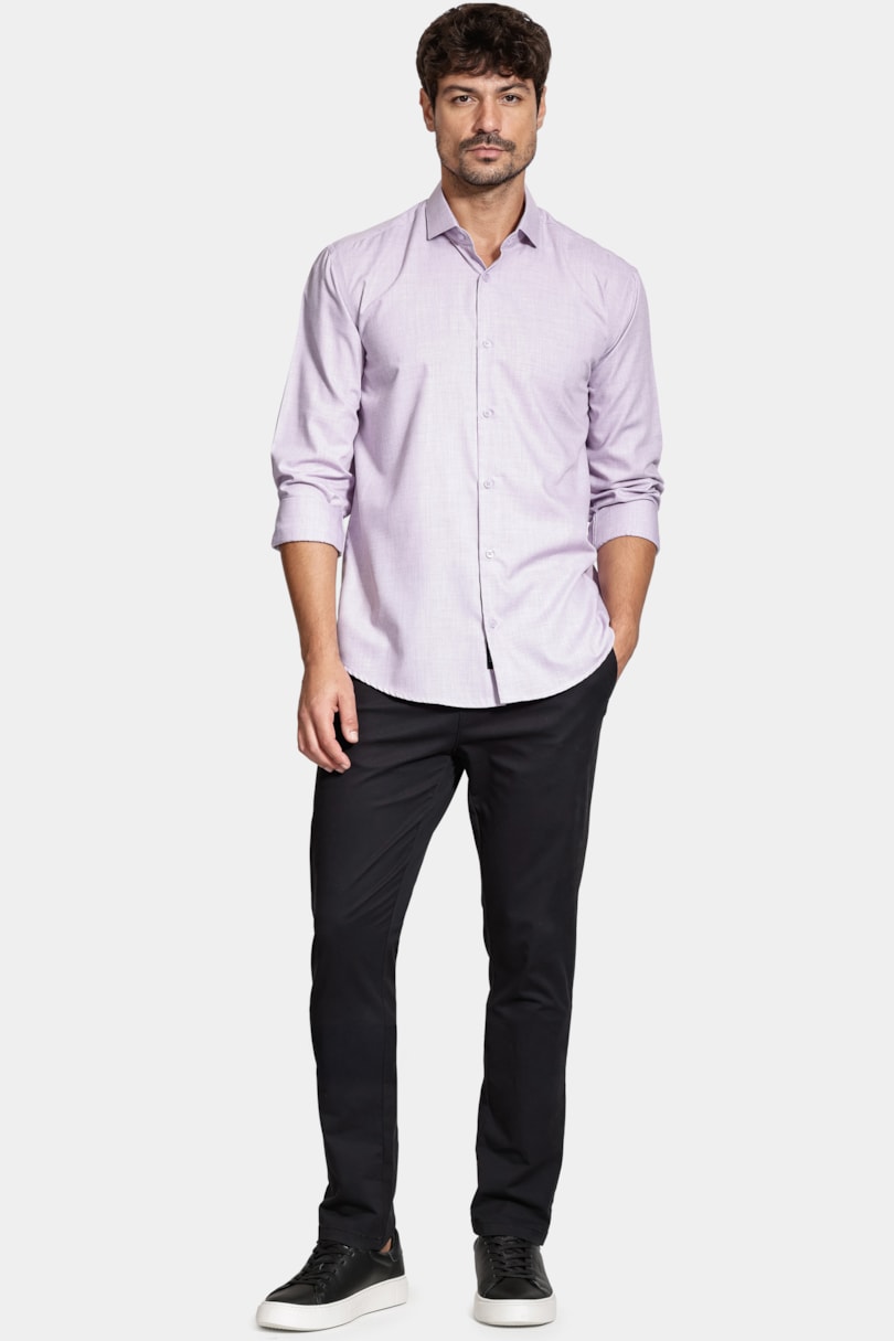 Camisa Manga Longa Regular Melange Lilas