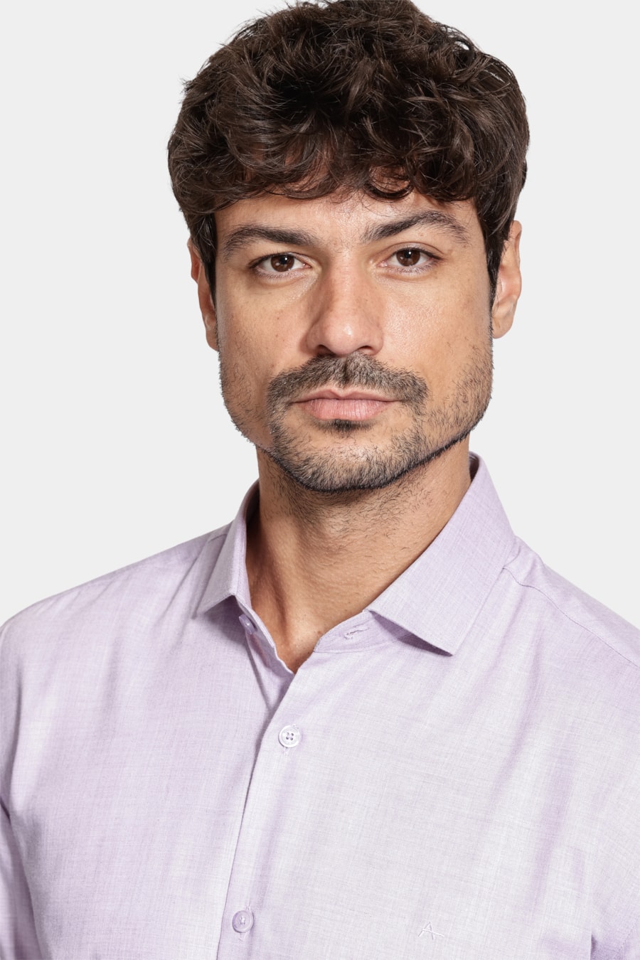 Camisa Manga Longa Regular Melange Lilas — foto 3 de 6