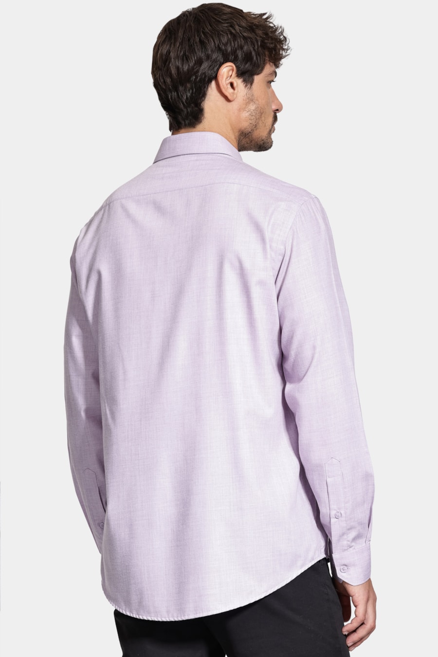 Camisa Manga Longa Regular Melange Lilas — foto 4 de 6
