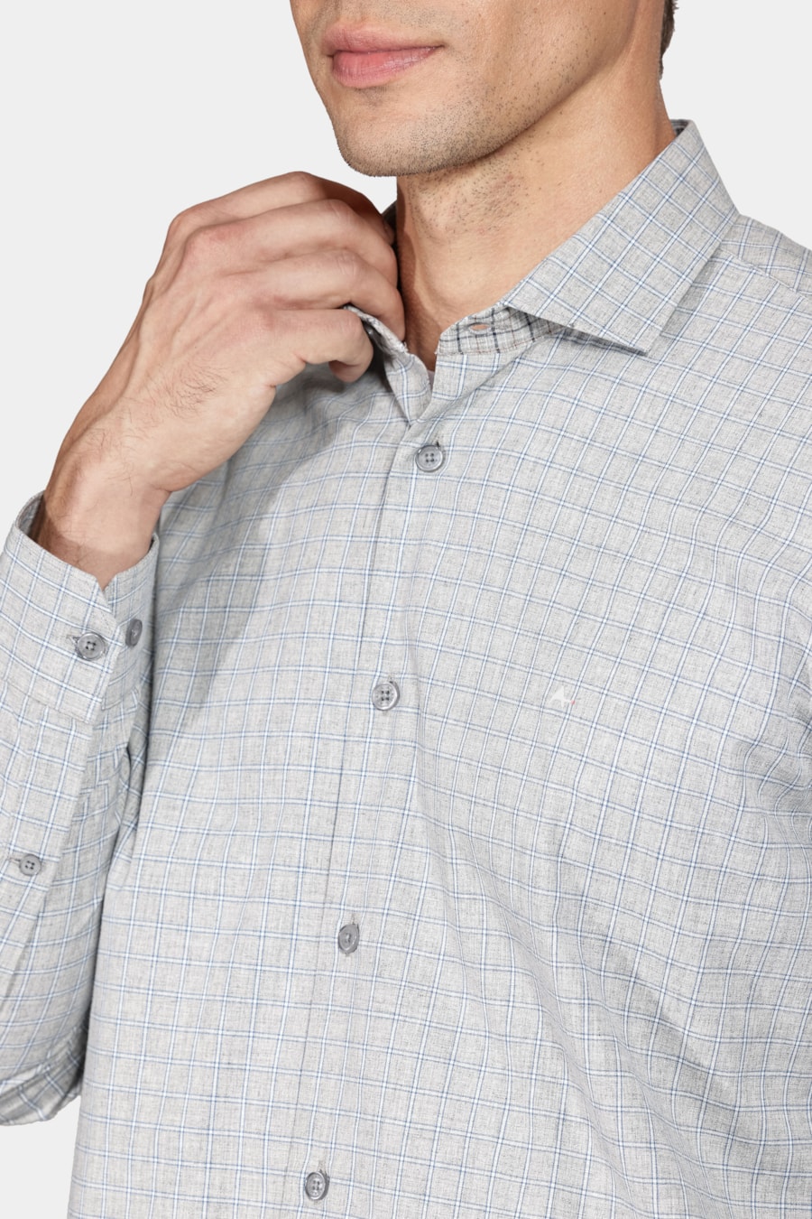 Camisa Manga Longa Regular Mescla Xadrez Cinza — foto 3 de 6